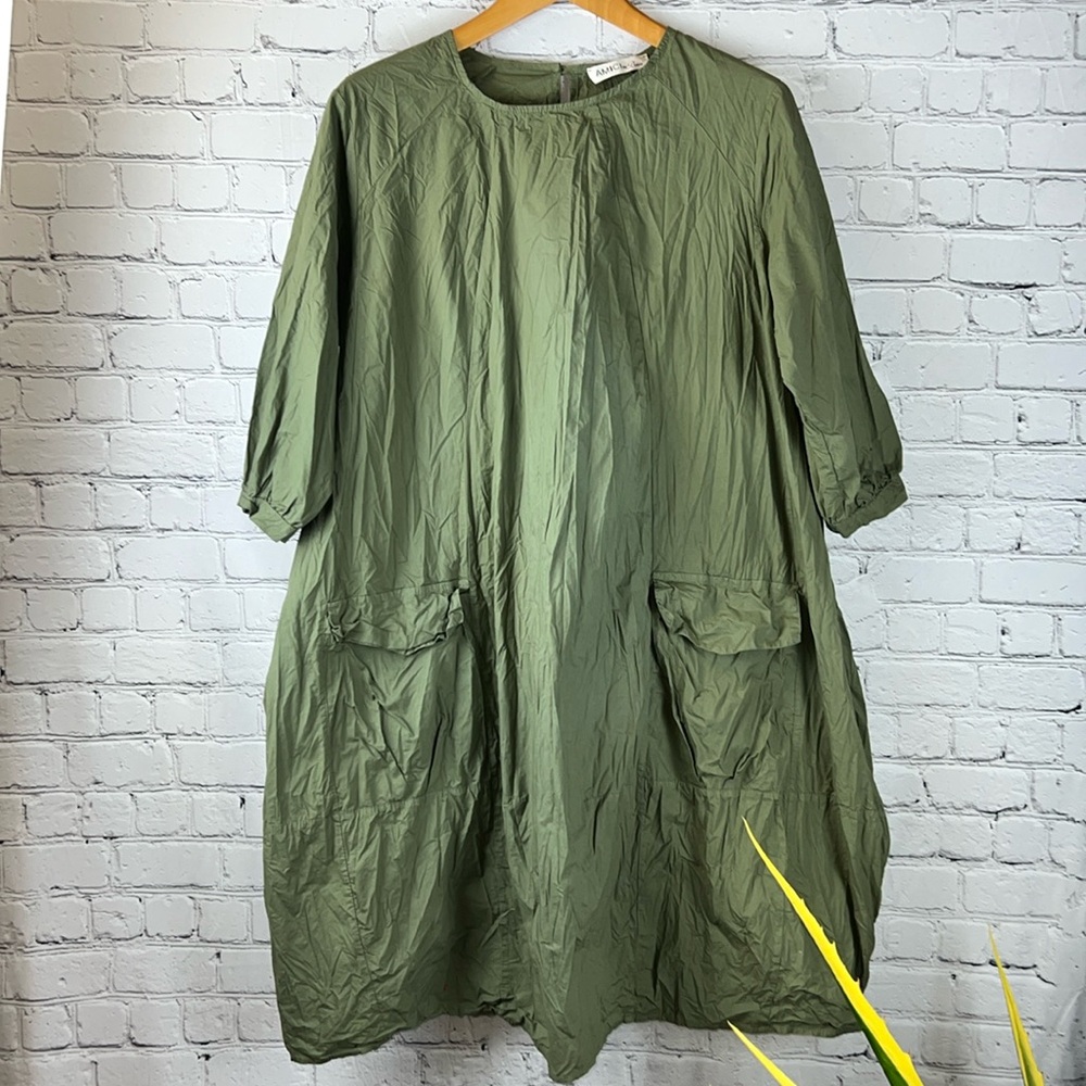 Olive Green Casual Pocket Dress